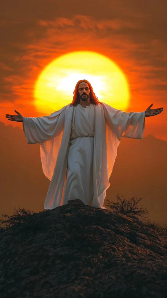 Jesus Ascension Golden Light Sky 138