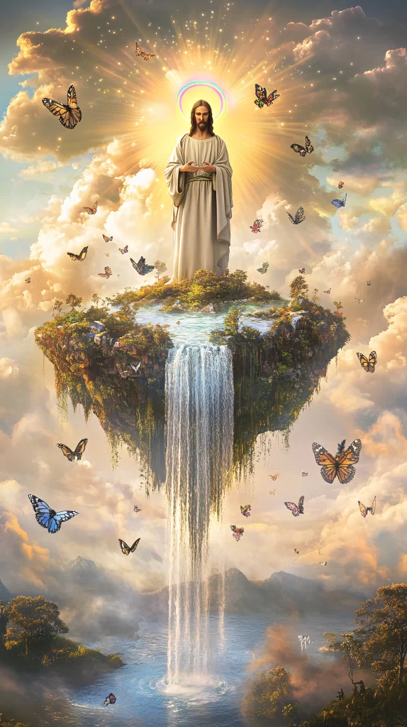 Jesus Ascension Golden Light Sky 145