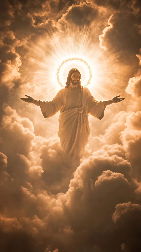 Jesus Ascension Golden Light Sky 146