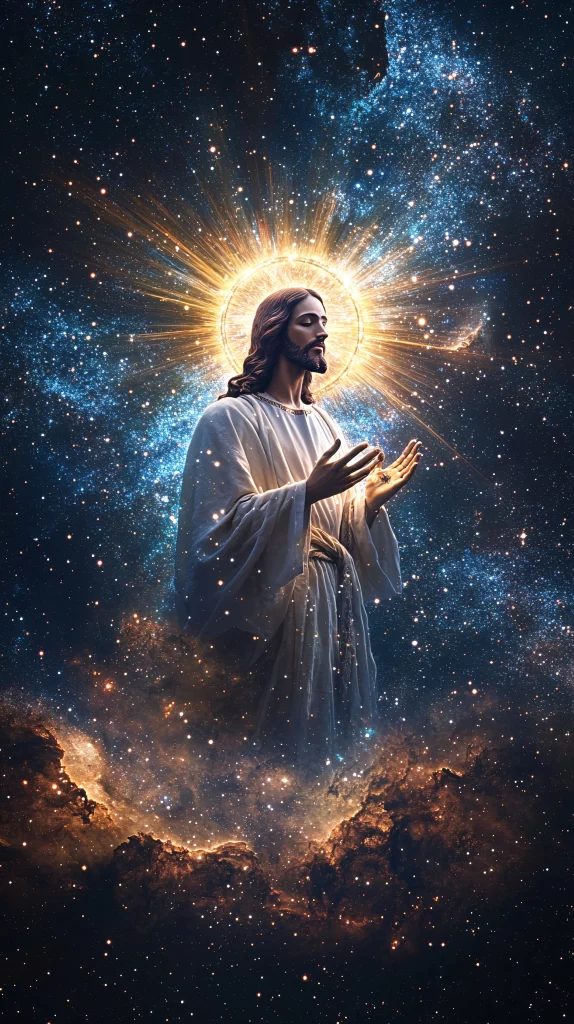 Jesus Ascension Golden Light Sky 153
