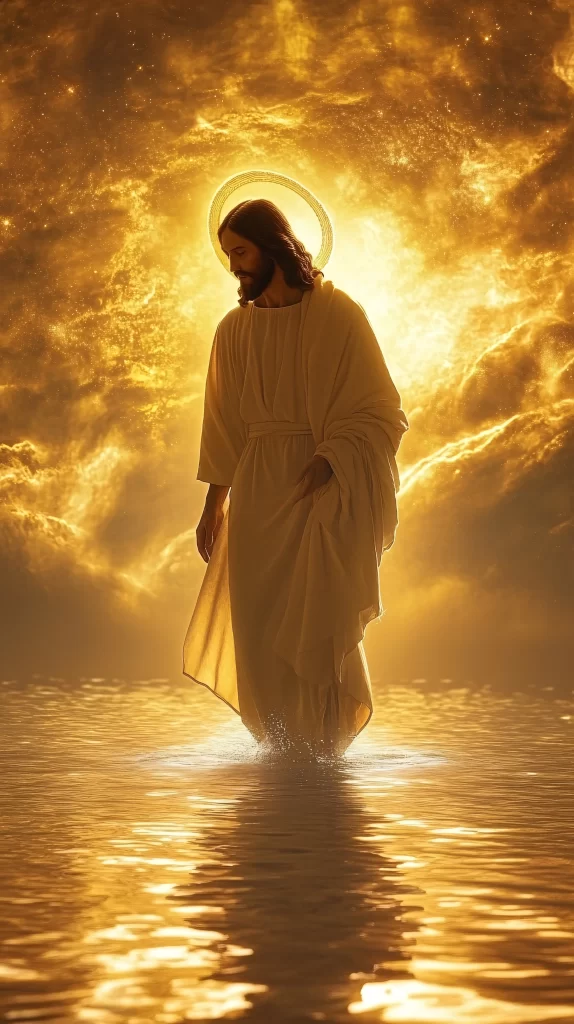 Jesus Ascension Golden Light Sky 166