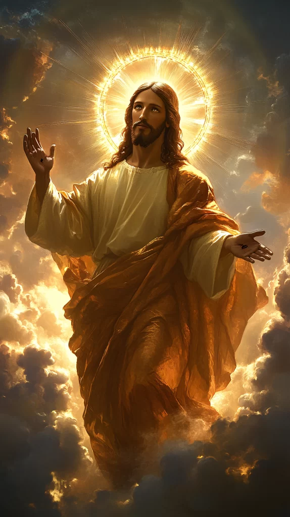 Jesus Ascension Golden Light Sky 168
