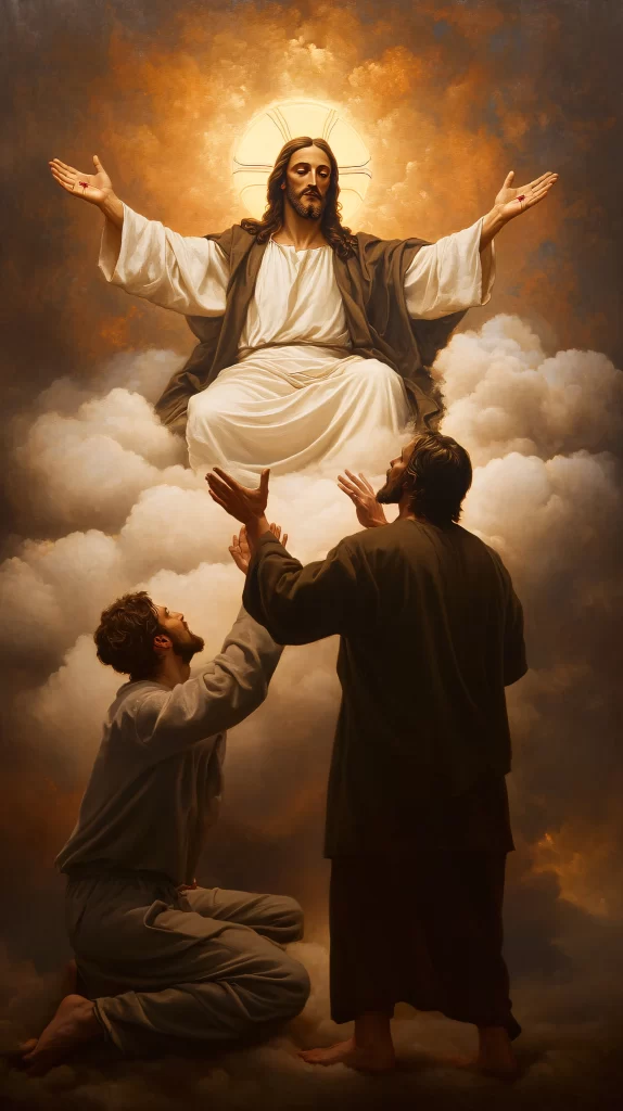 Jesus Ascension Golden Light Sky 173