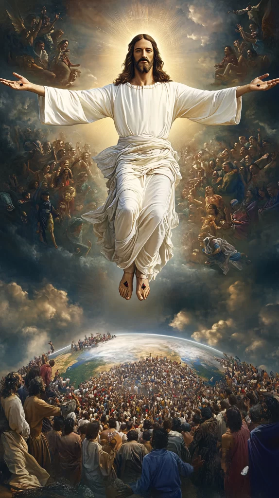 Jesus Ascension Golden Light Sky 175