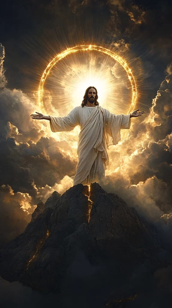 Jesus Ascension Golden Light Sky 182