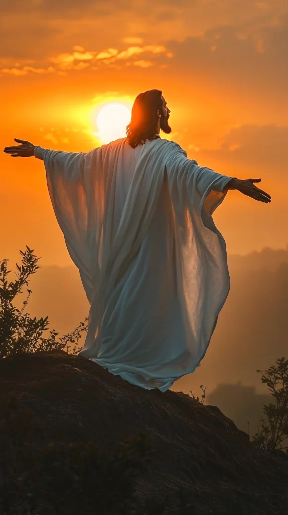 Jesus Ascension Golden Light Sky 186