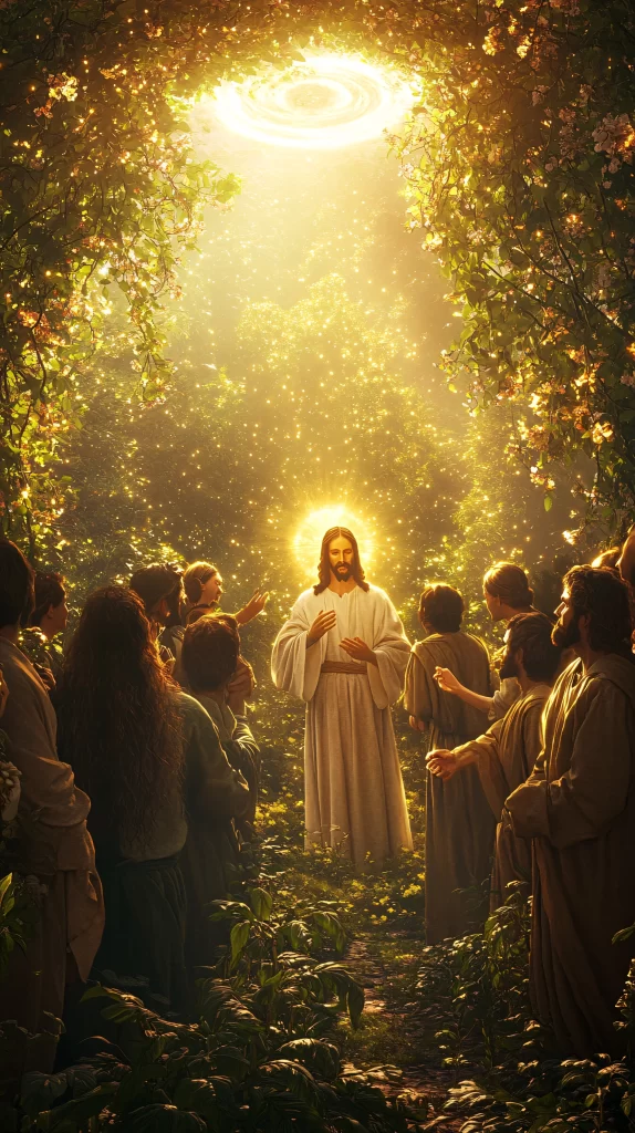 Jesus Ascension Golden Light Sky 188