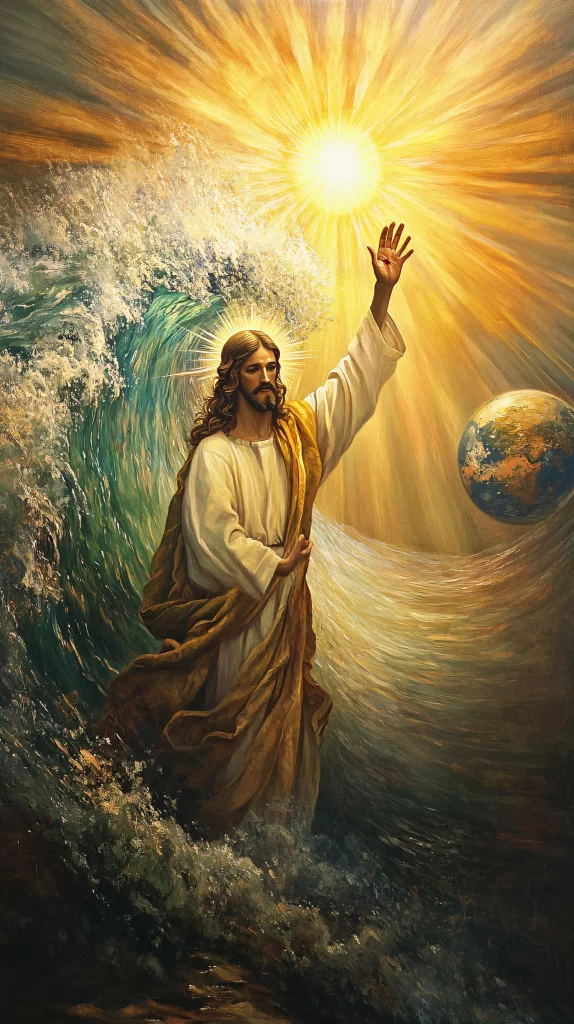 Jesus Ascension Golden Light Sky 197