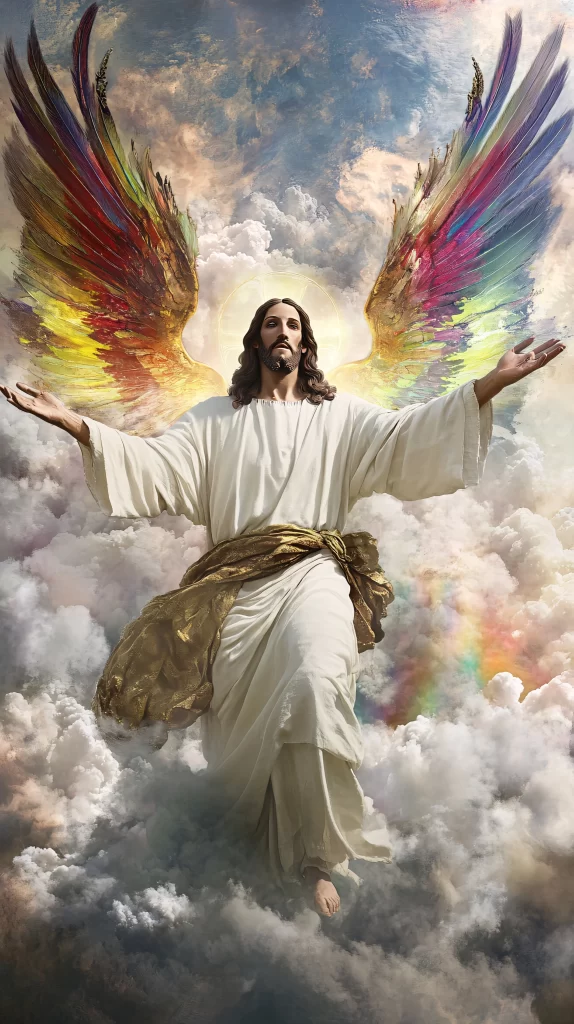 Jesus Ascension Golden Light Sky 198