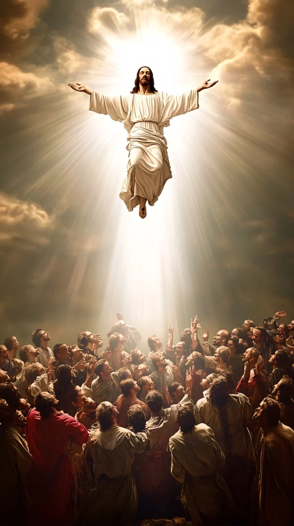Jesus Ascension Golden Light Sky 204