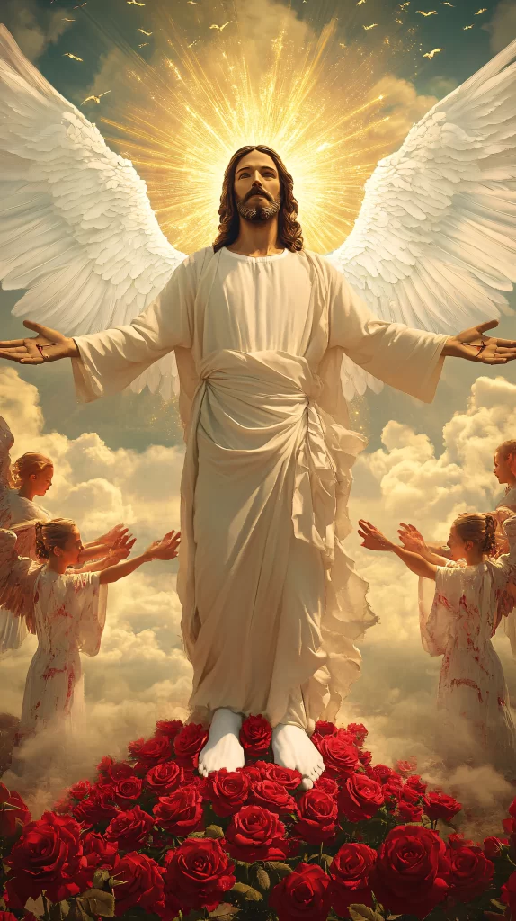 Jesus Ascension Golden Light Sky 205