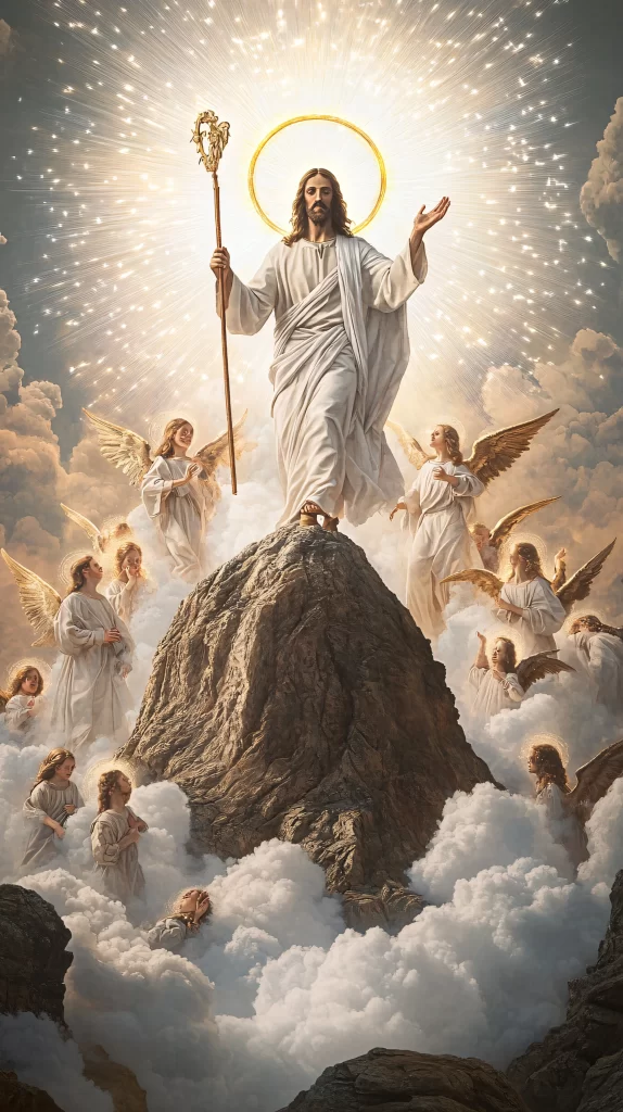 Jesus Ascension Golden Light Sky 216
