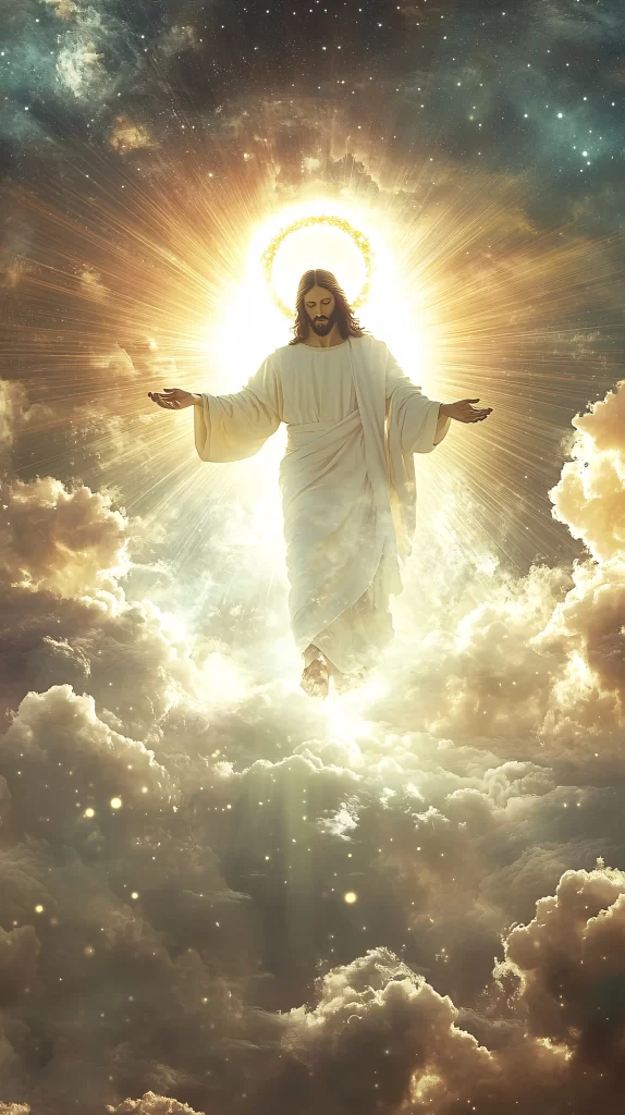 Jesus Ascension Golden Light Sky 231