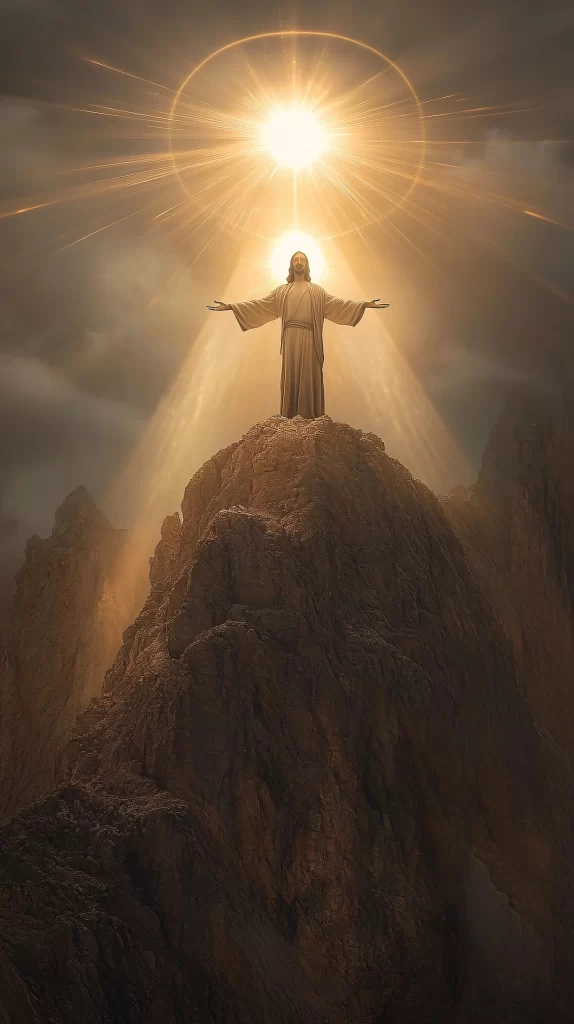 Jesus Ascension Golden Light Mountain 232