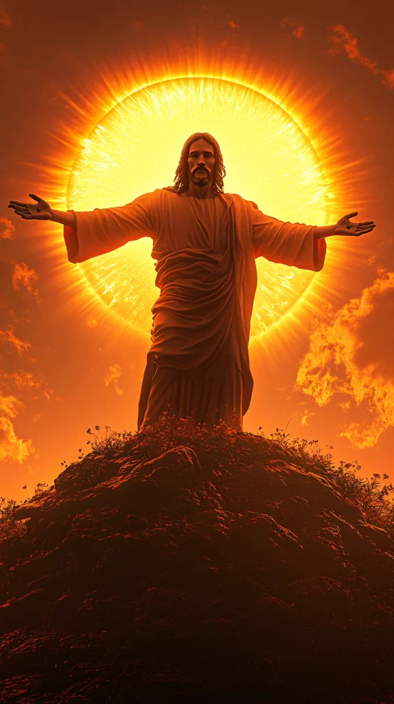 Jesus Ascension Golden Light Sky 238