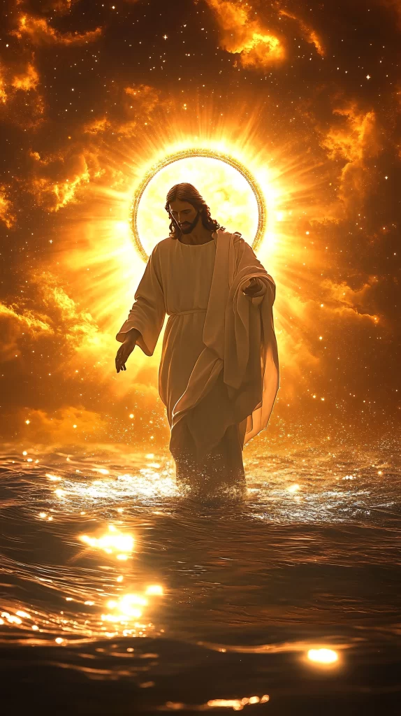 Jesus Ascension Golden Light Sky 241