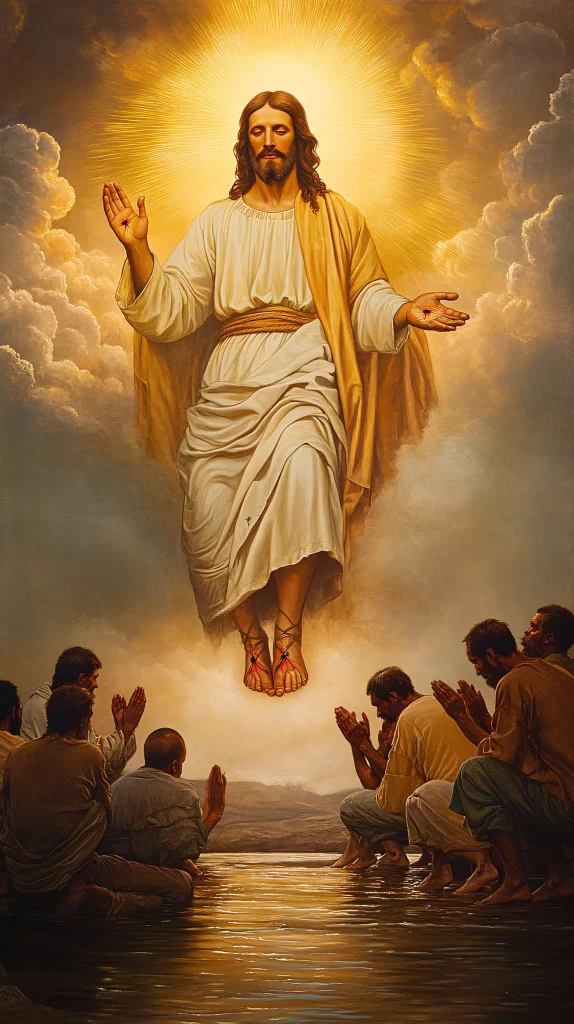 Jesus Ascension Golden Light Sky 242