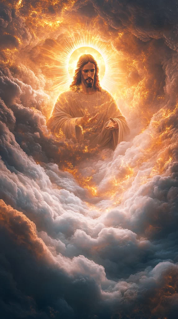 Jesus Ascension Golden Light Sky 245