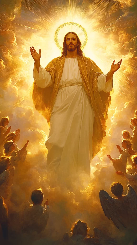 Jesus Ascension Golden Light Sky 250