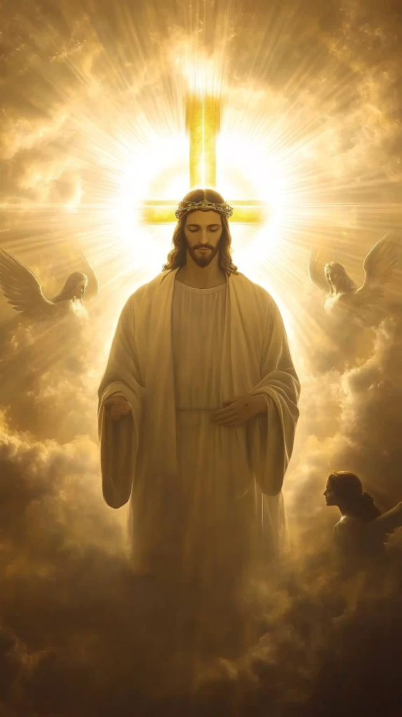 Jesus Ascension Golden Light Sky 254