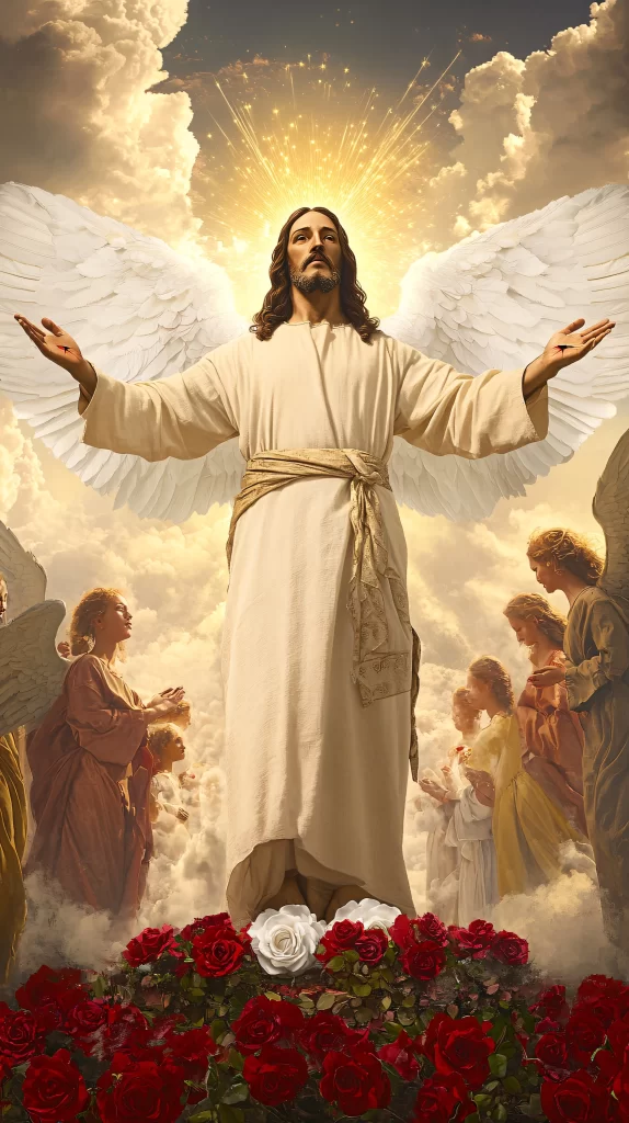 Jesus Ascension Golden Light Sky 259