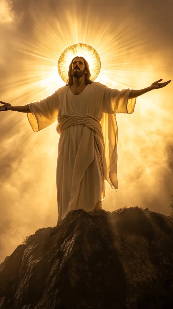 Jesus Ascension Golden Light Sky 265