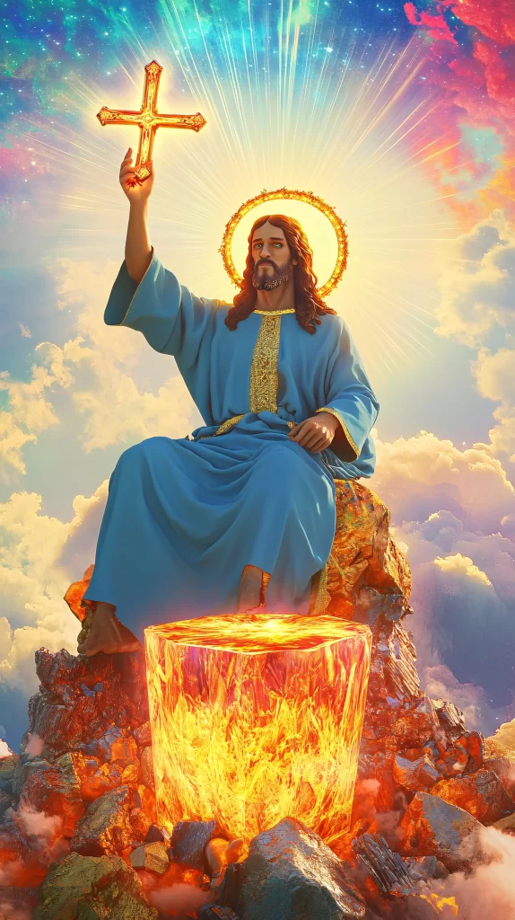 Jesus Ascension Golden Light Sky 273