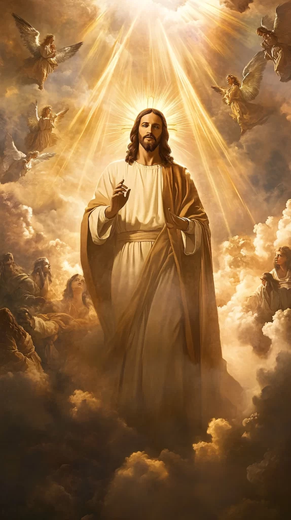 Jesus Ascension Golden Light Sky 275
