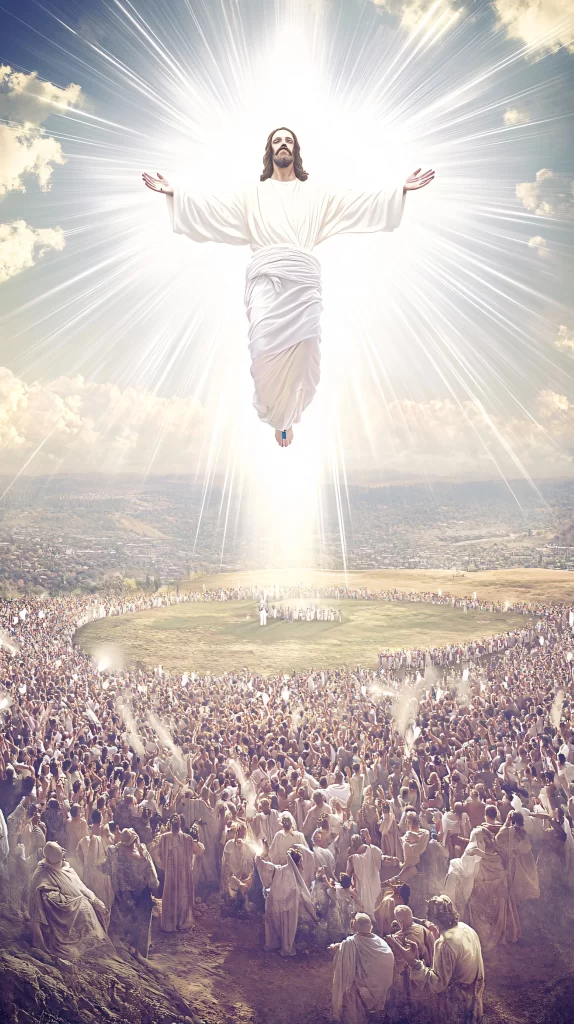 Jesus Ascension Golden Light Sky 284