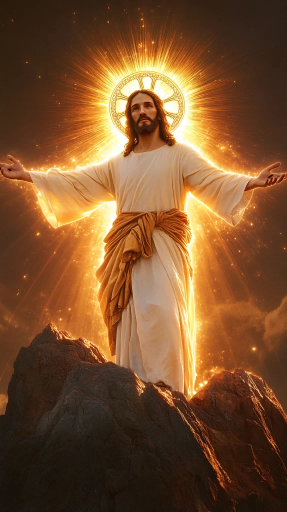 Jesus Ascension Golden Light Sky 285