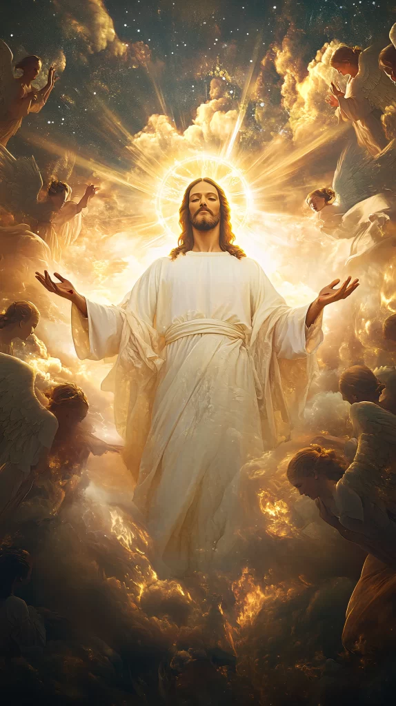 Jesus Ascension Golden Light Sky 287