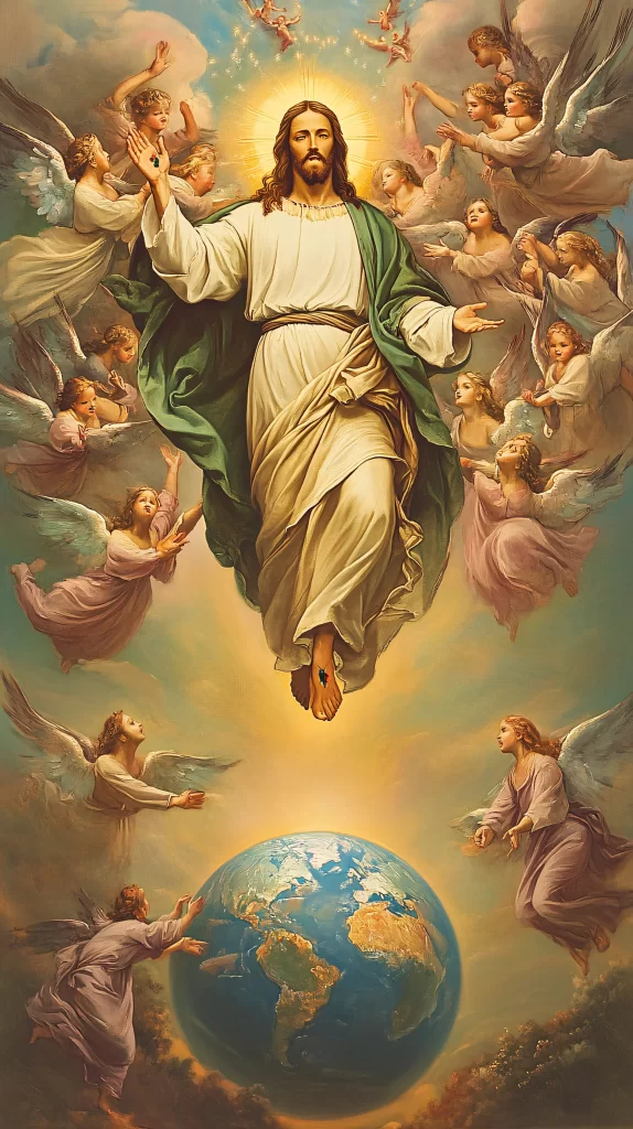 Jesus Ascension Golden Light Sky 293
