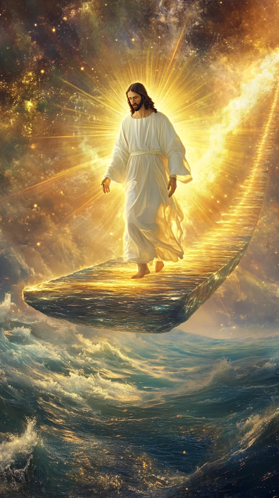 Jesus Ascension Golden Light Sky 302
