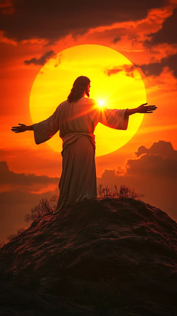 Jesus Ascension Golden Light Sky 303
