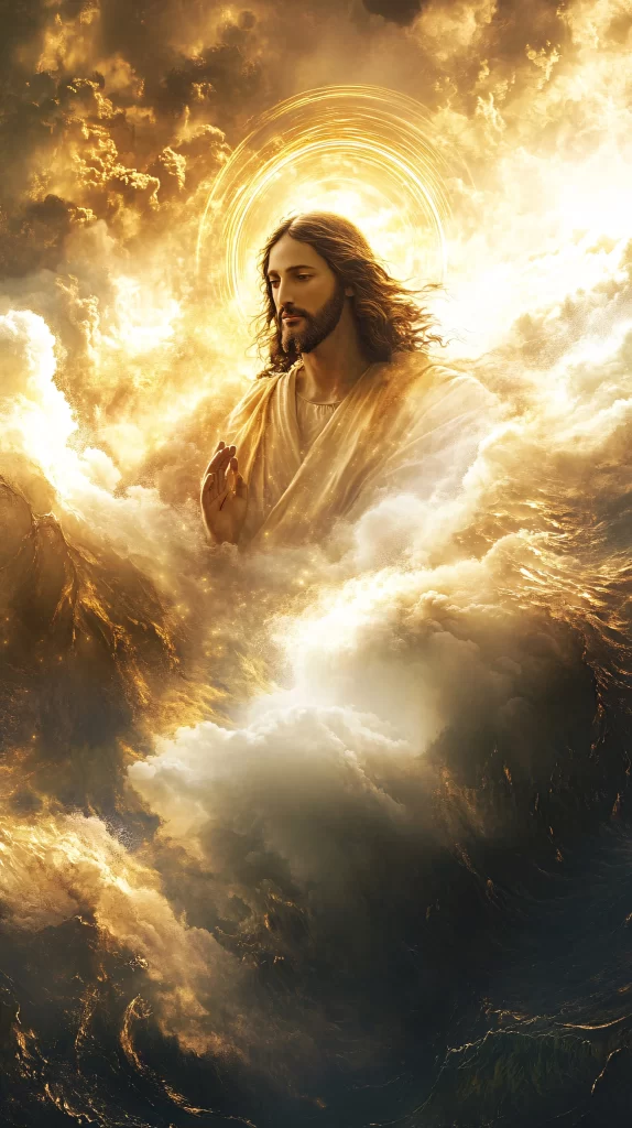 Jesus Ascension Golden Light Sky 332