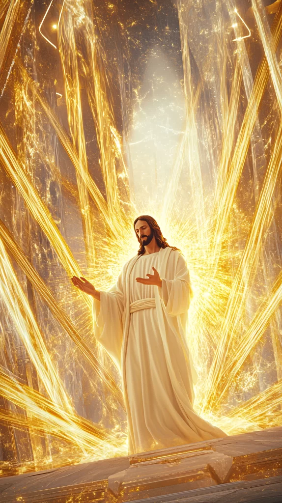 Jesus Ascension Golden Light Sky 338