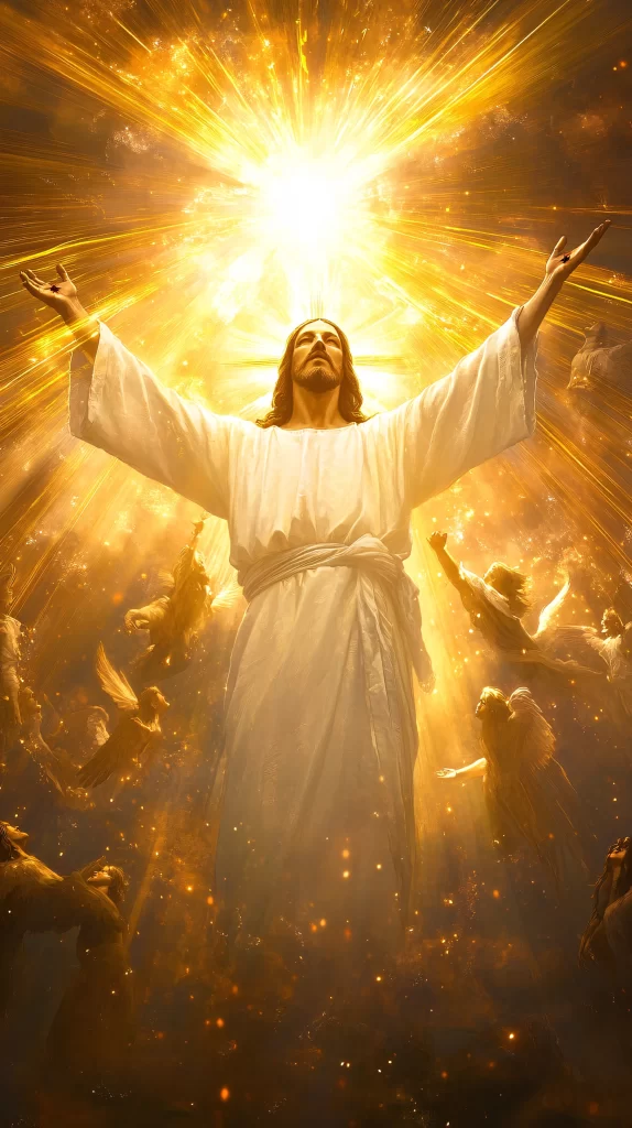 Jesus Ascension Golden Light Sky 339