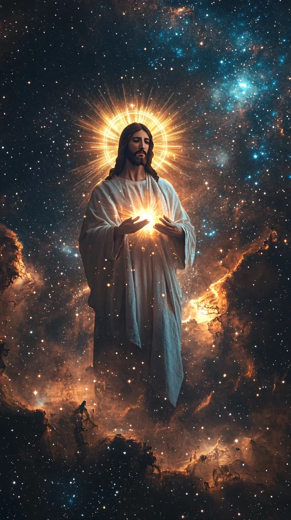Jesus Ascension Golden Light Sky 344