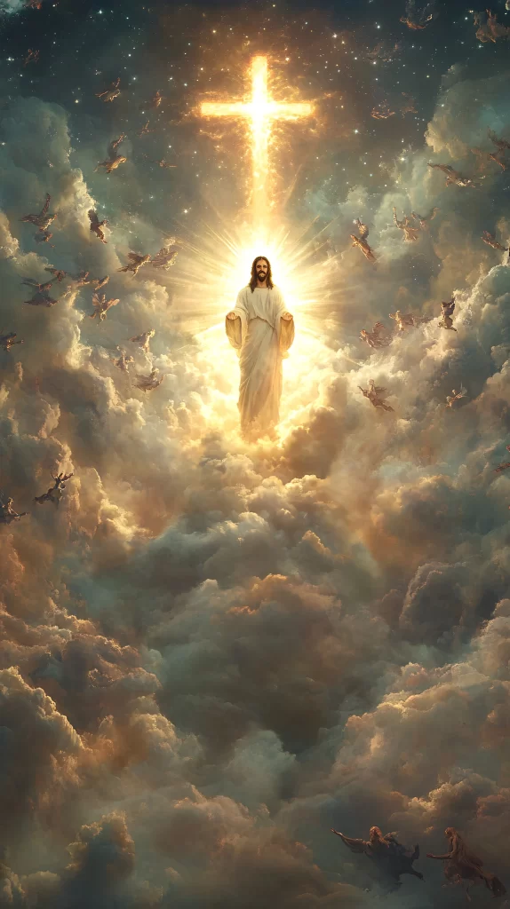 Jesus Ascension Golden Light Sky 359