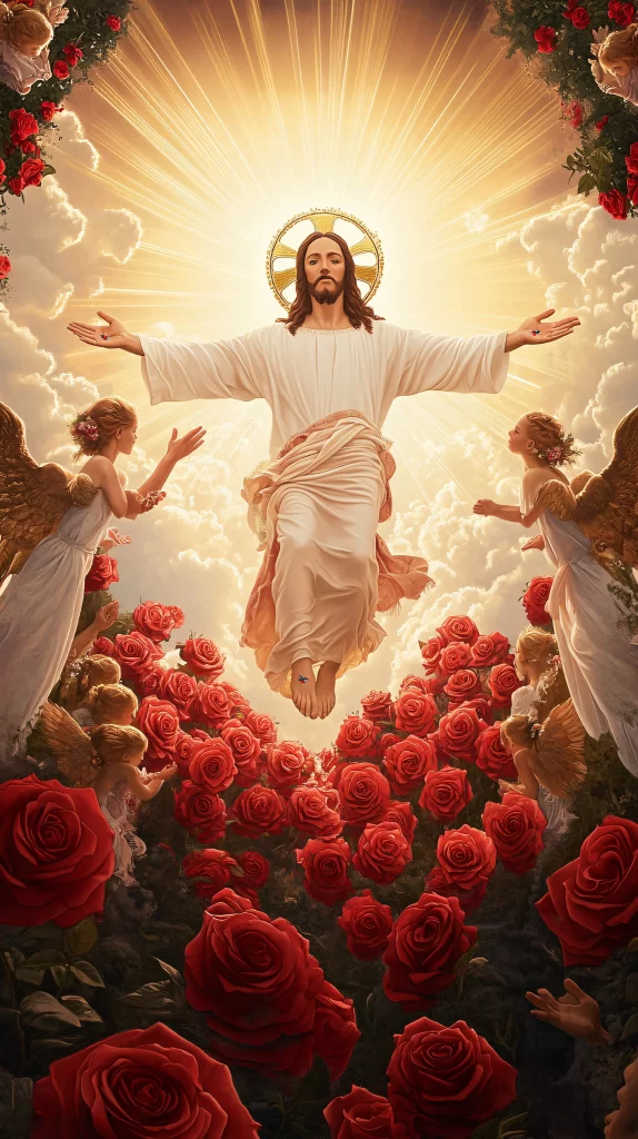 Jesus Ascension Golden Light Sky 367