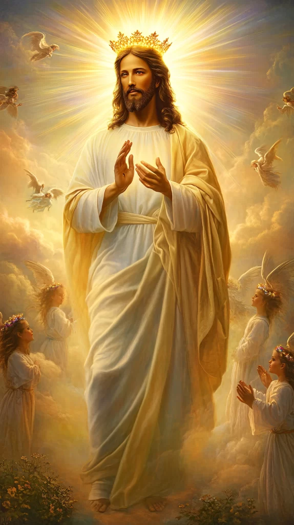 Jesus Ascension Golden Light Sky 381