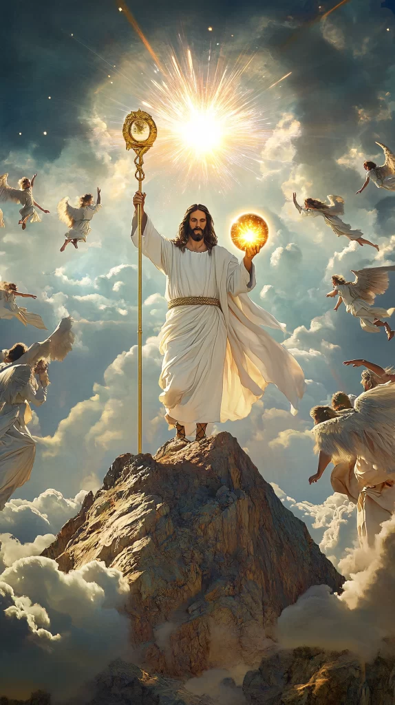 Jesus Ascension Golden Light Sky 384