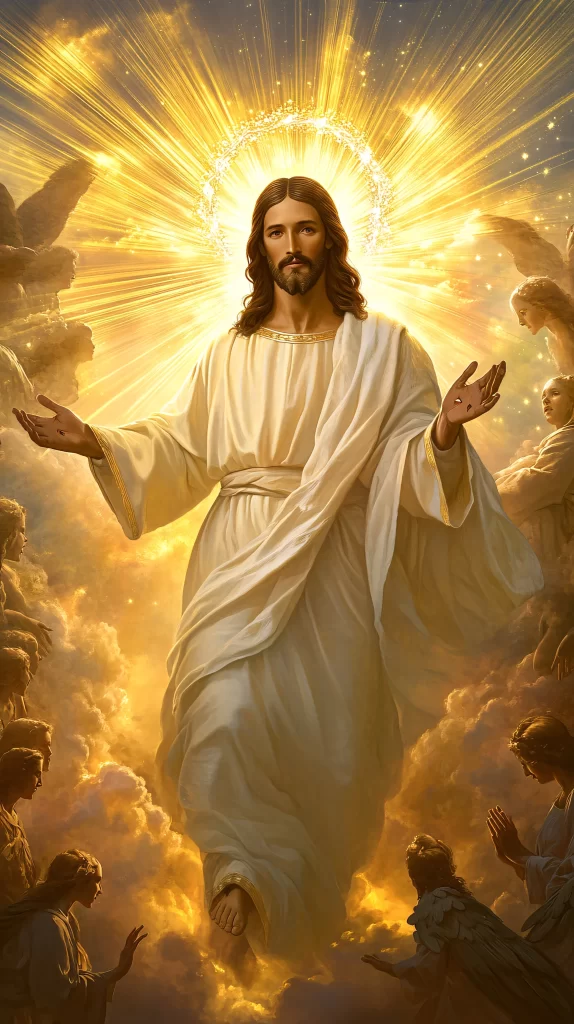 Jesus Ascension Golden Light Sky 388