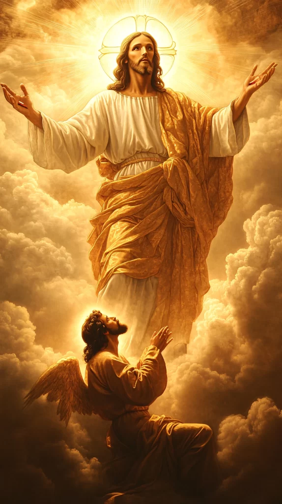 Jesus Ascension Golden Light Sky 389