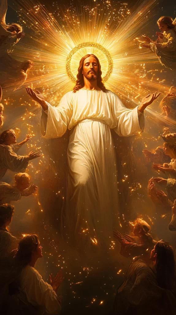 Jesus Ascension Golden Light Sky 397