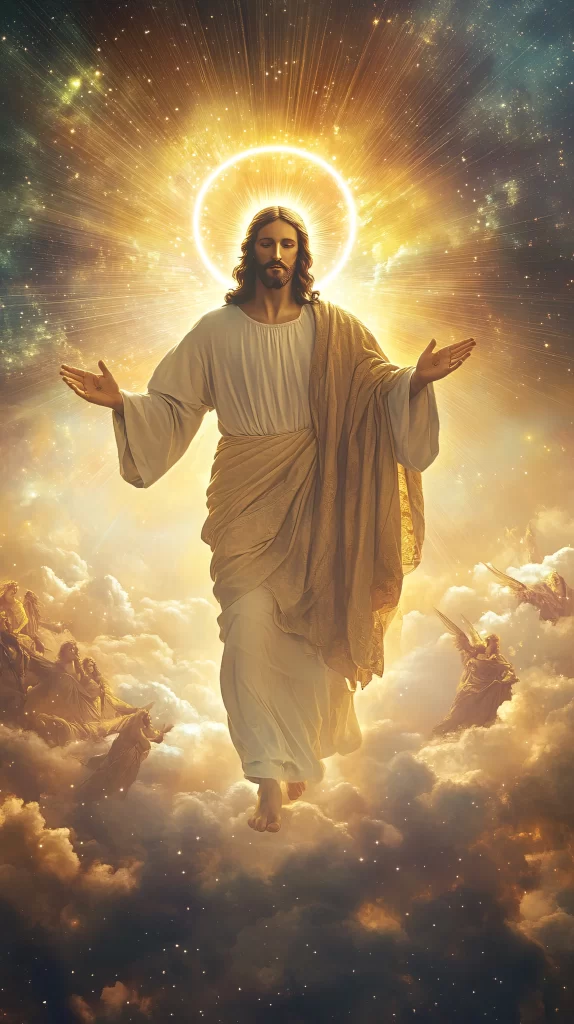 Jesus Ascension Golden Light Sky 399