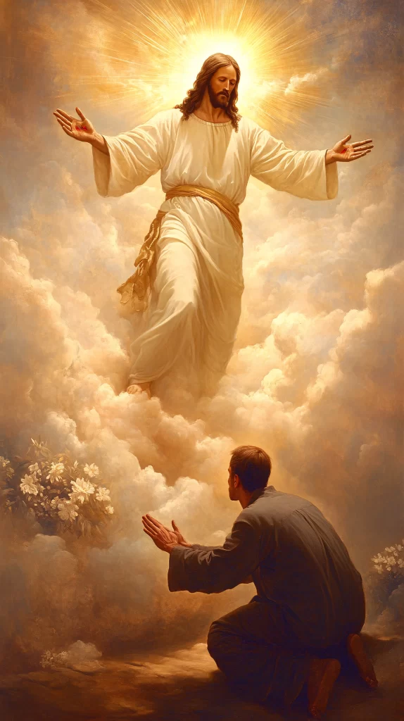 Jesus Ascension Golden Light Sky 406