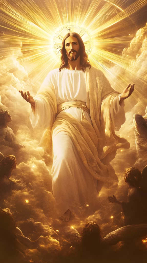 Jesus Ascension Golden Light Sky 407
