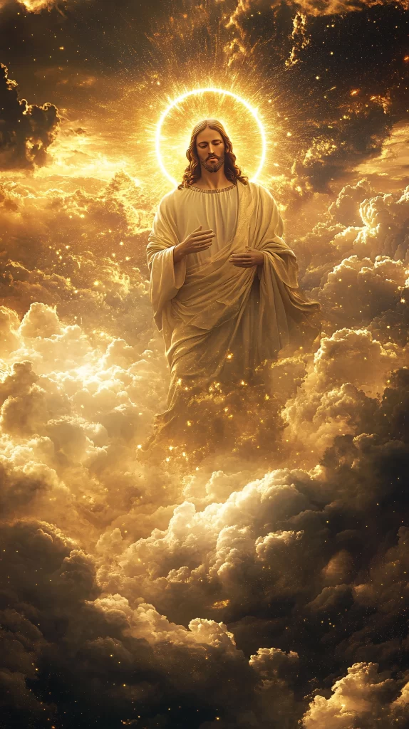 Jesus Ascension Golden Light Sky 412