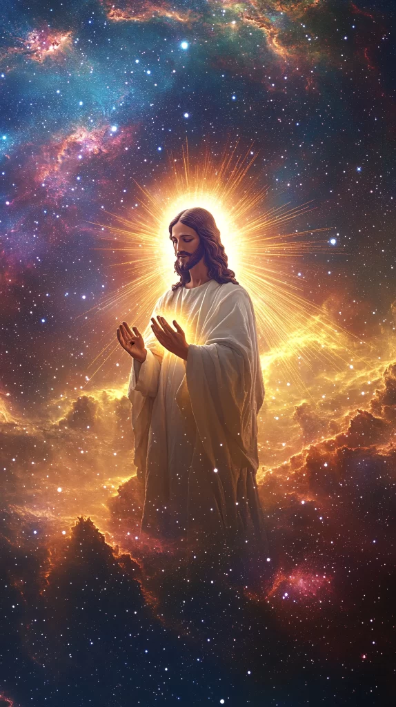 Jesus Ascension Golden Light Sky 413